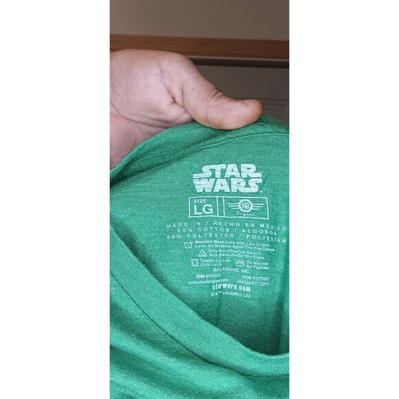 Star Wars Kids T-Shirt Size LG Green Darth Vader Logo 4 Leaf Clover - Picture 3 of 3